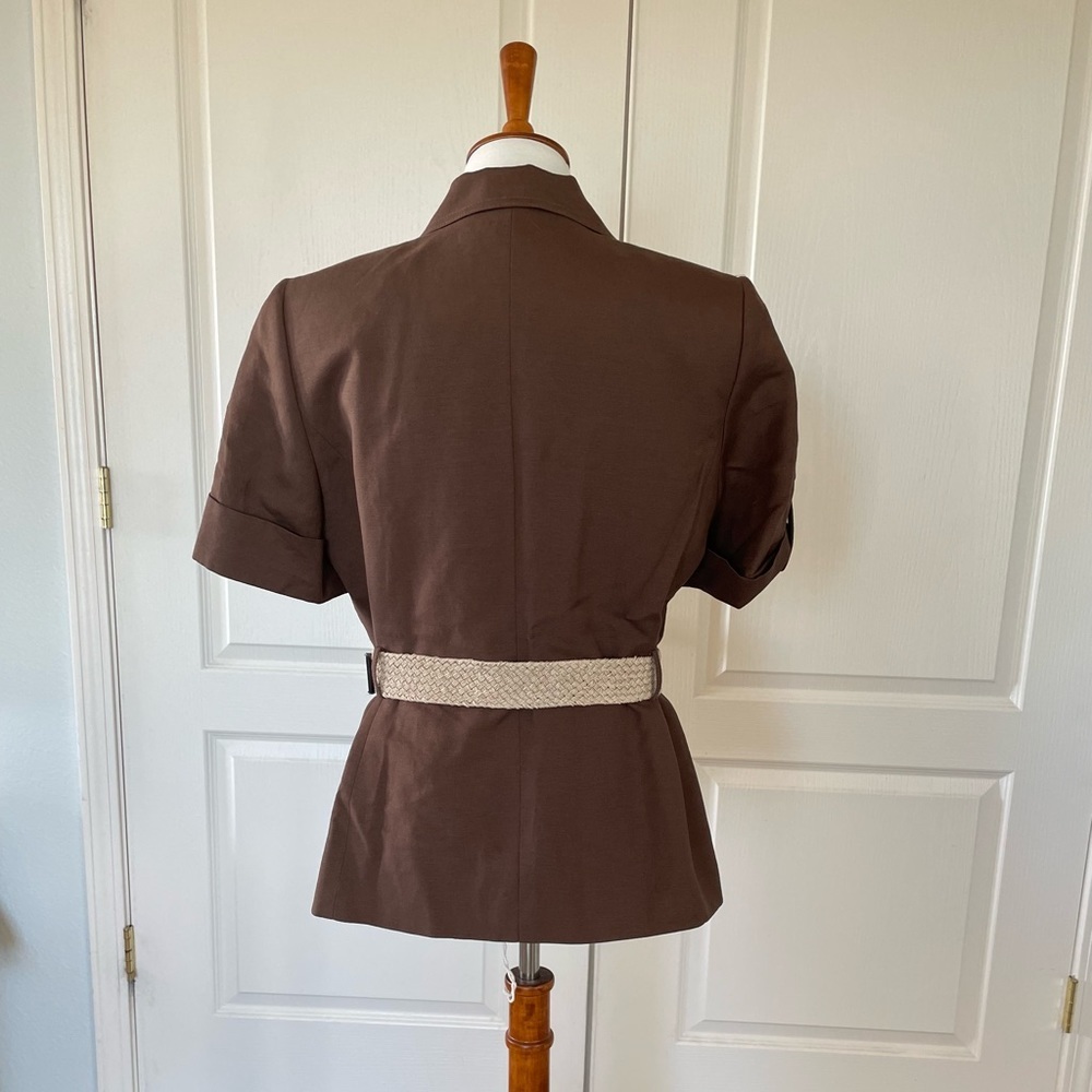 Vintage Tahari Linen-blend Utility Belted Blazer - Picture 2 of 6
